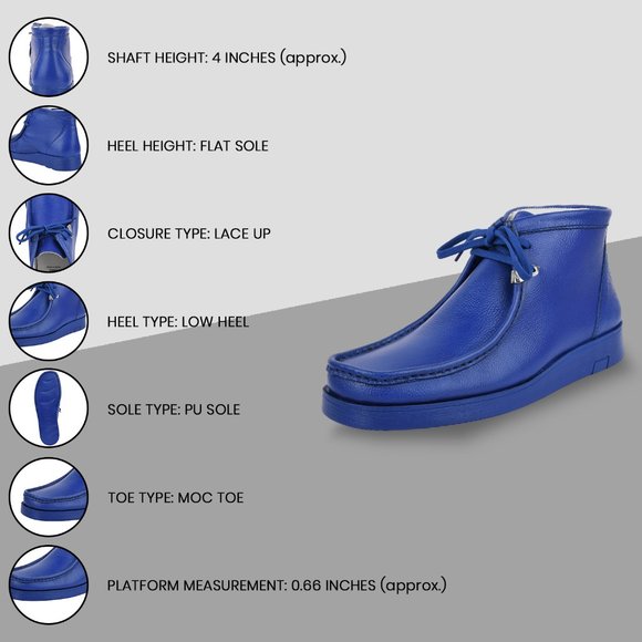 Hamara Joe Royal-Blue  LEATHER DESERT CHUKKA CASUAL BOOTS - Picture 2 of 9